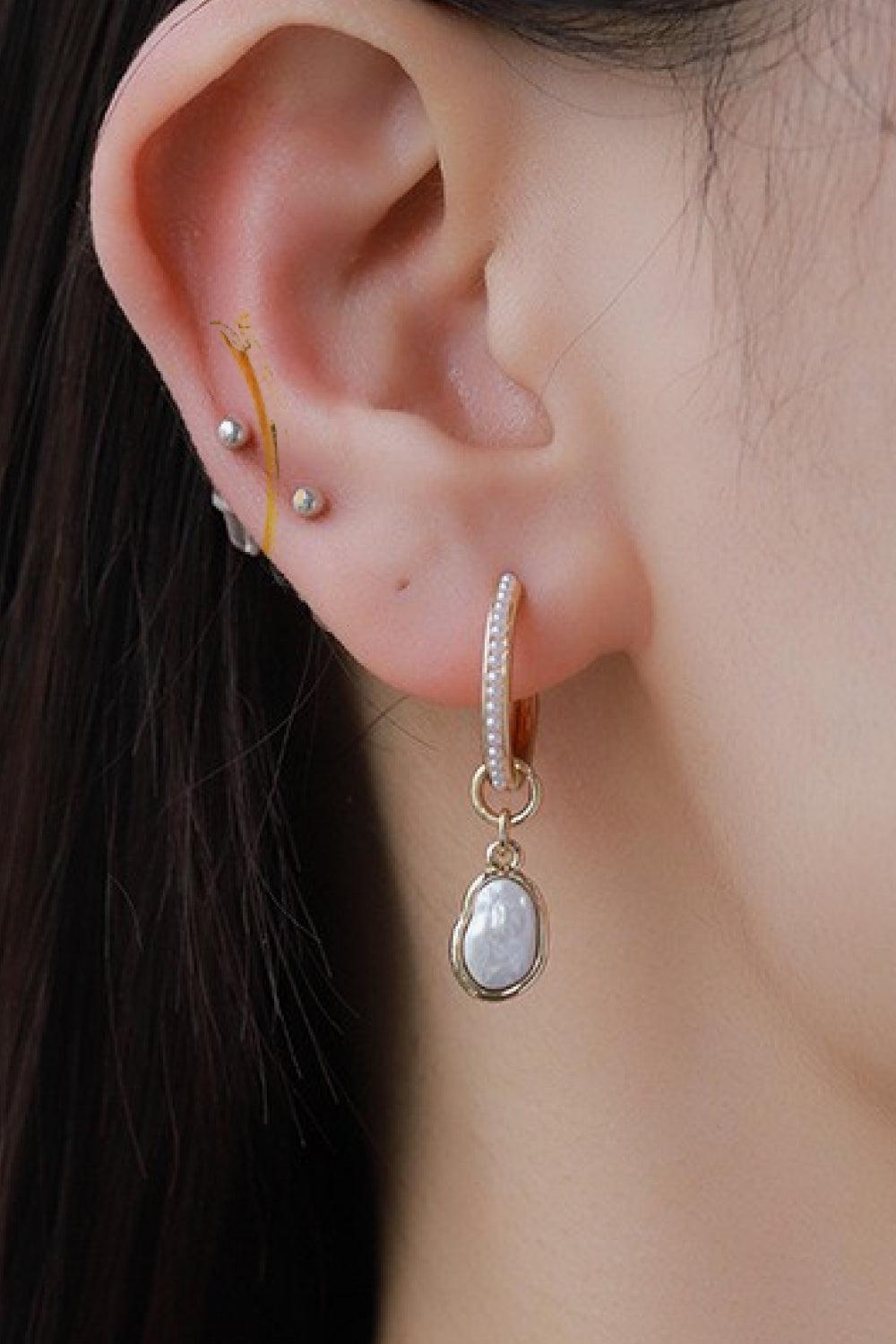 Pearl Huggie Drop Earrings BLUE ZONE PLANET