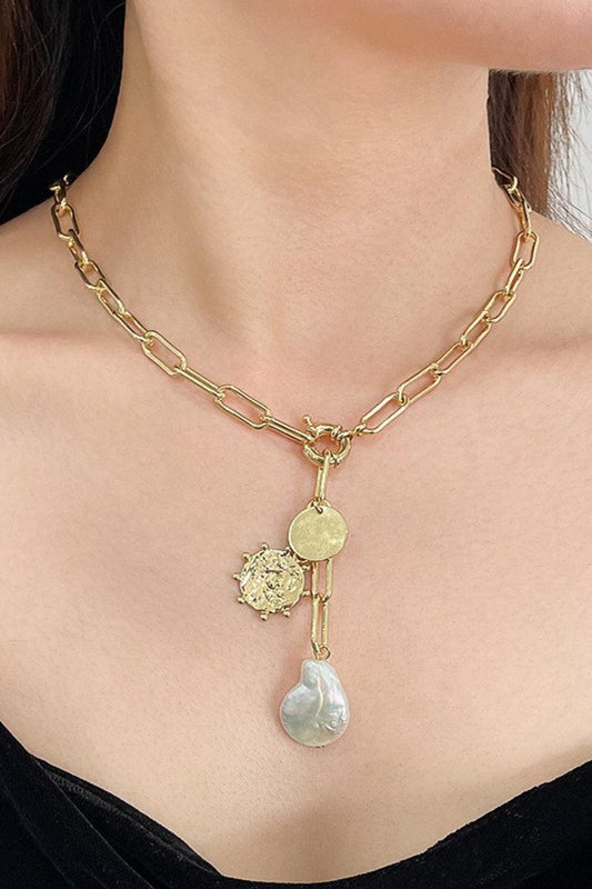 Pearl Pendant Chain Necklace-TOPS / DRESSES-[Adult]-[Female]-Gold-One Size-2022 Online Blue Zone Planet