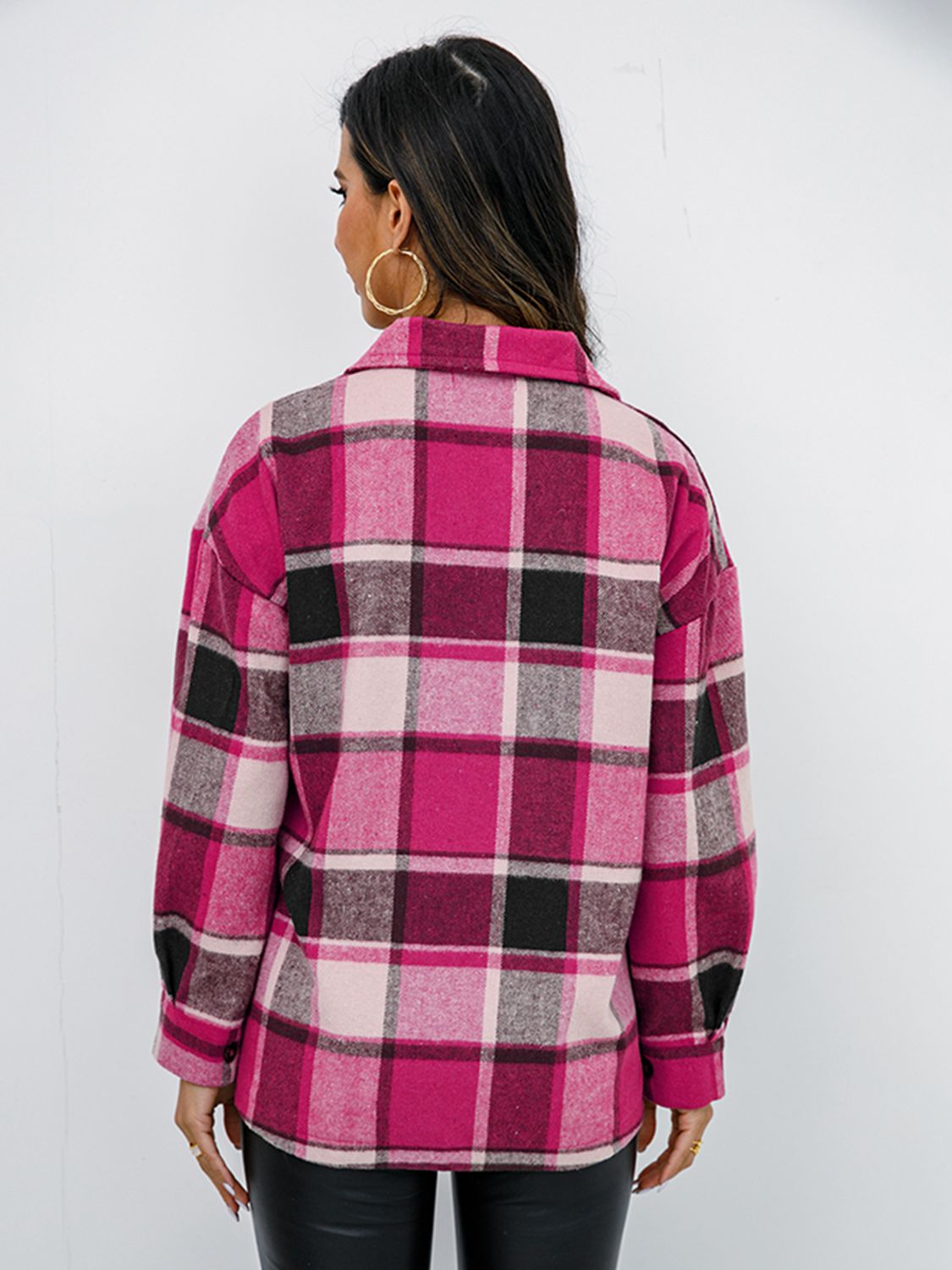 Plaid Button-Down Jacket BLUE ZONE PLANET