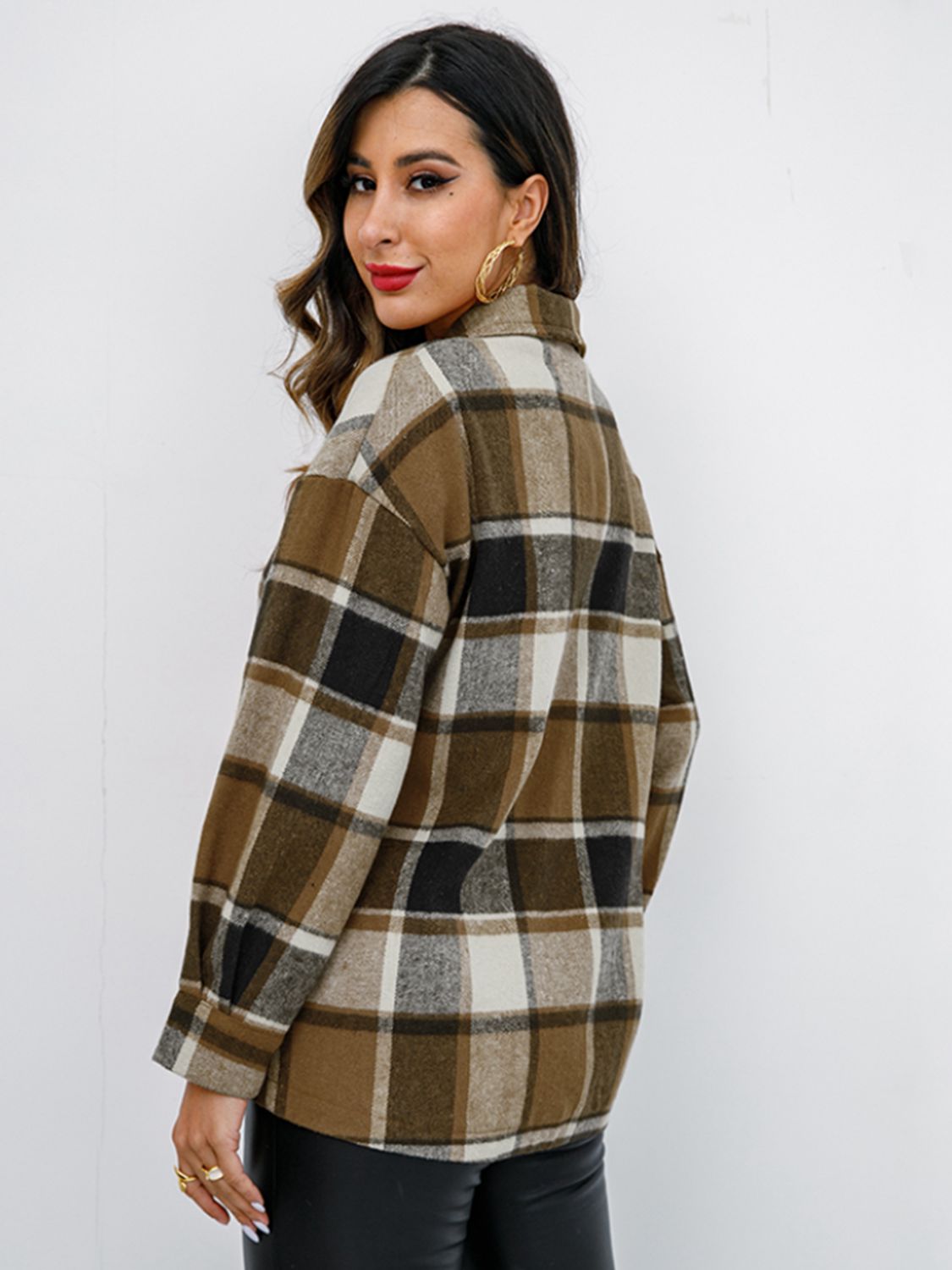 Plaid Button-Down Jacket BLUE ZONE PLANET