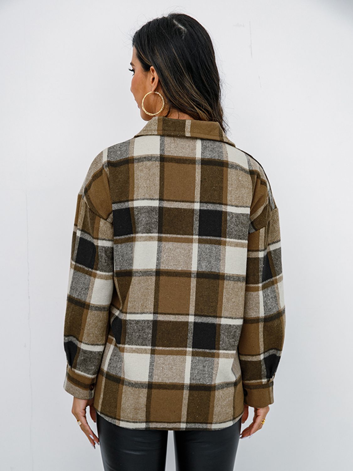 Plaid Button-Down Jacket BLUE ZONE PLANET