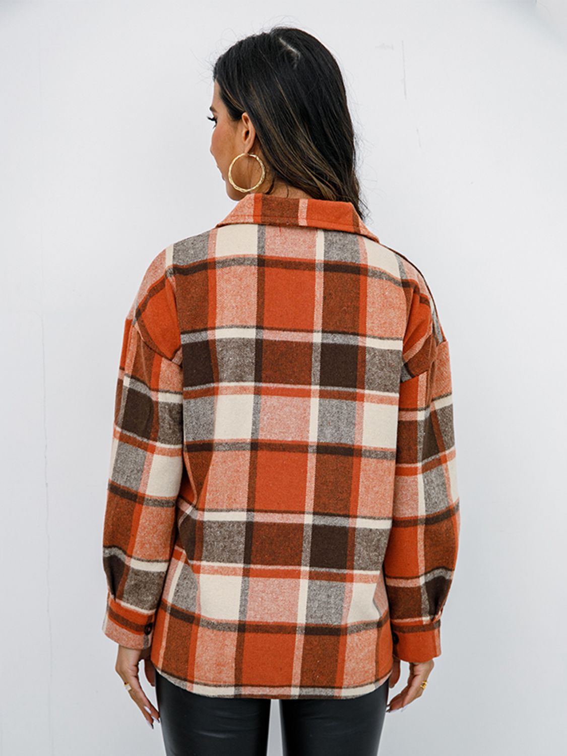 Plaid Button-Down Jacket BLUE ZONE PLANET