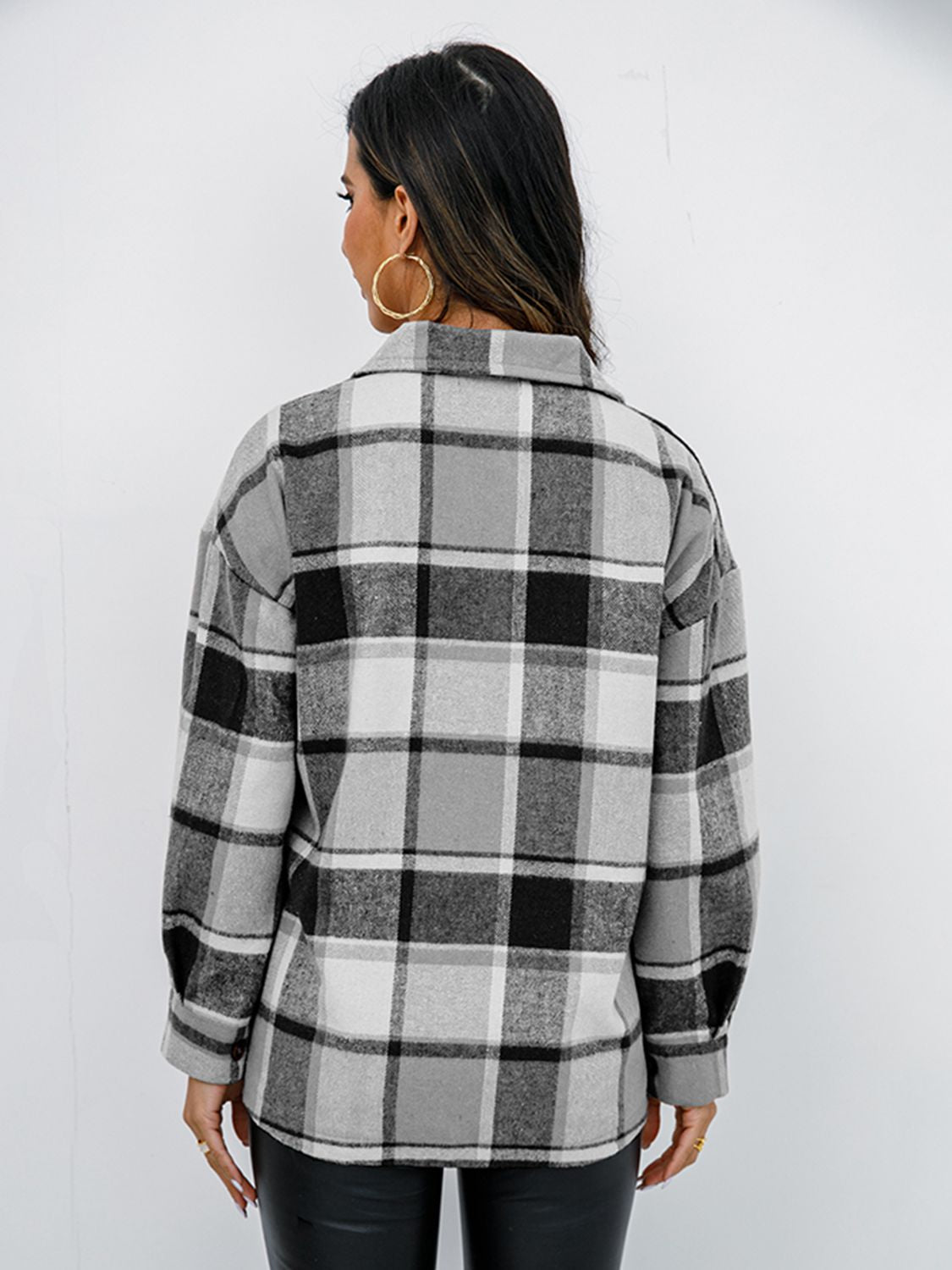 Plaid Button-Down Jacket BLUE ZONE PLANET