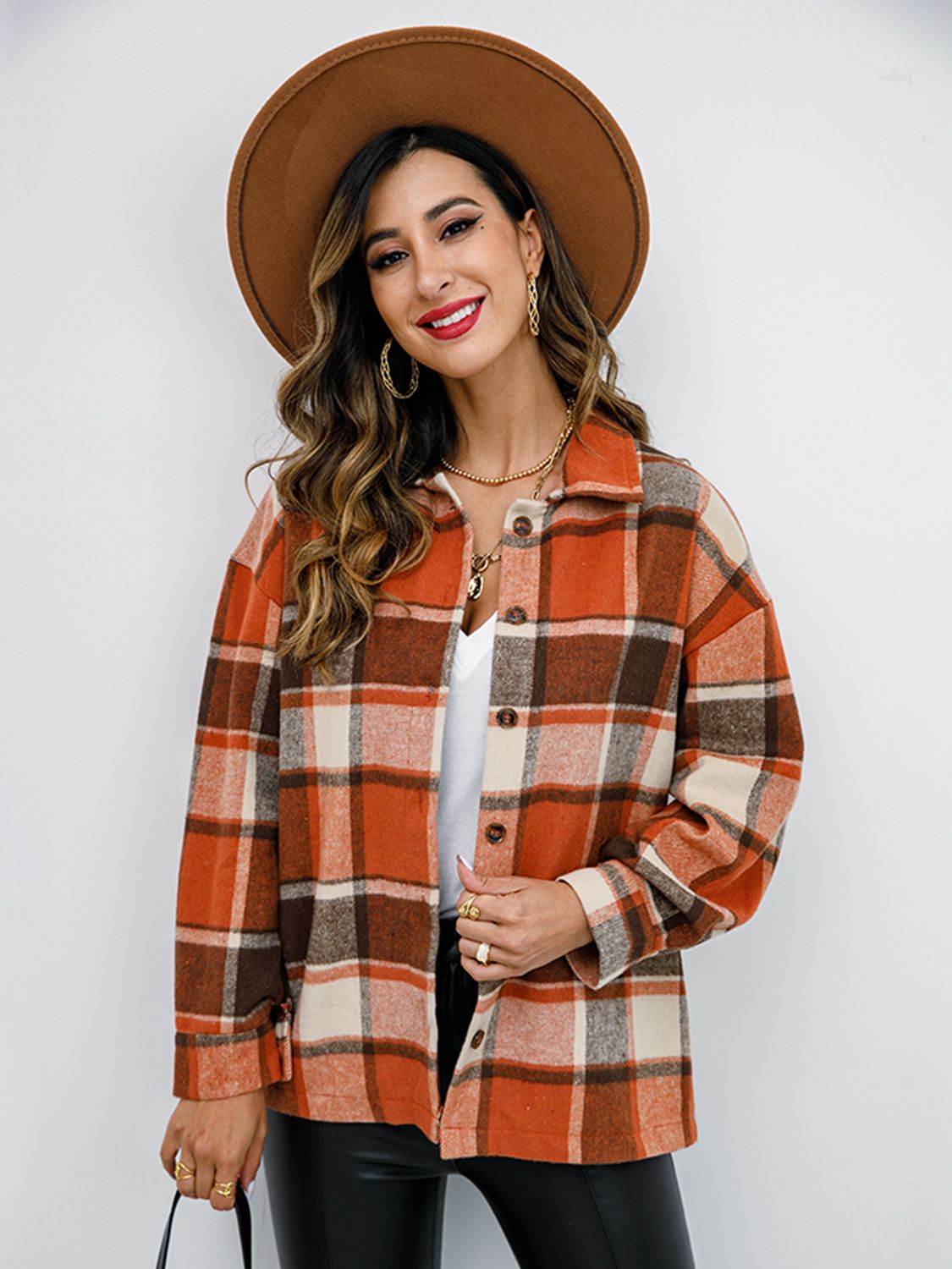 Plaid Button-Down Jacket BLUE ZONE PLANET