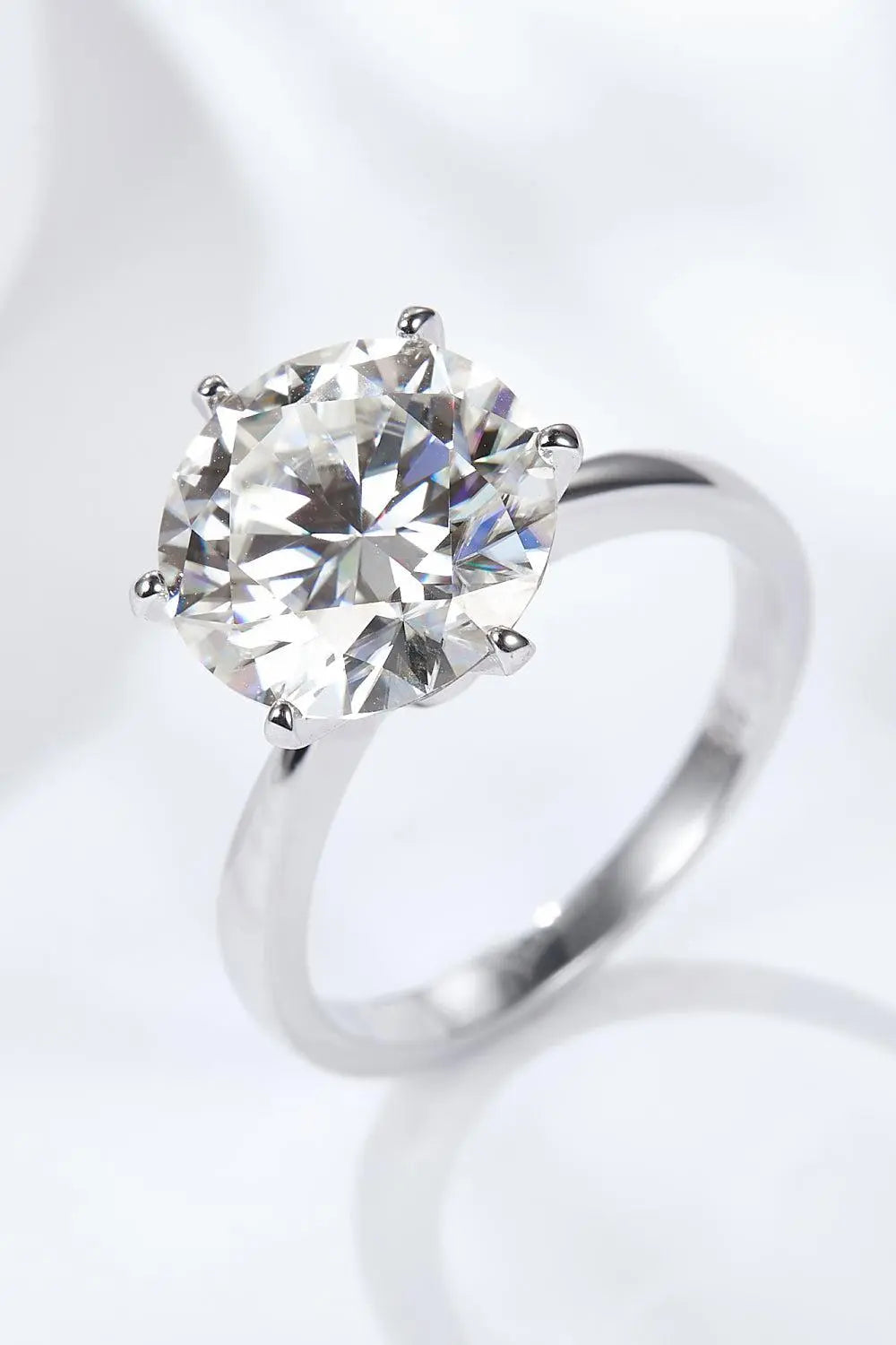 Platinum-Plated 5 Carat  Moissanite Solitaire Ring BLUE ZONE PLANET