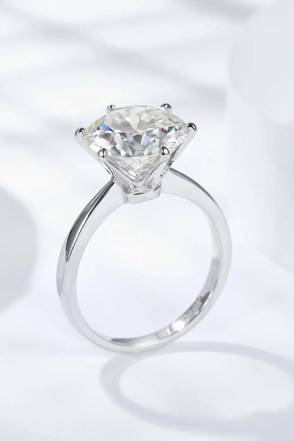 Platinum-Plated 5 Carat  Moissanite Solitaire Ring BLUE ZONE PLANET