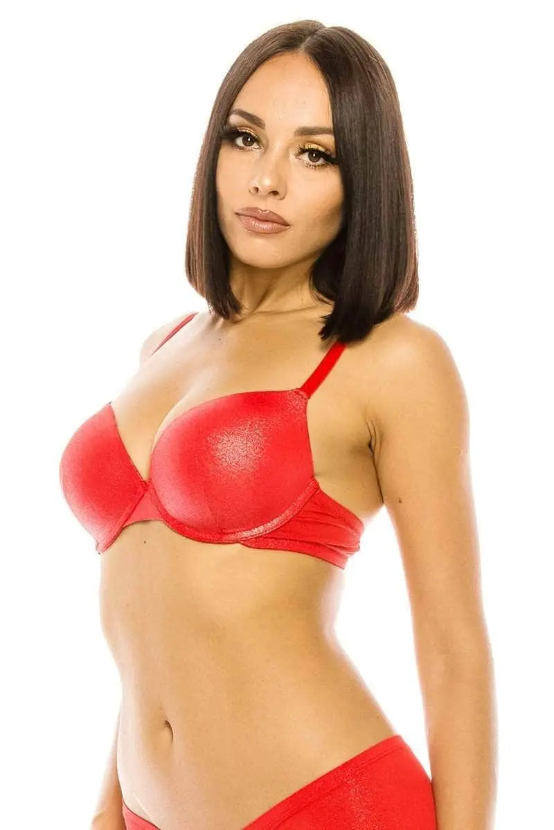 Plunged Bra with Underwire in Red Blue Zone Planet