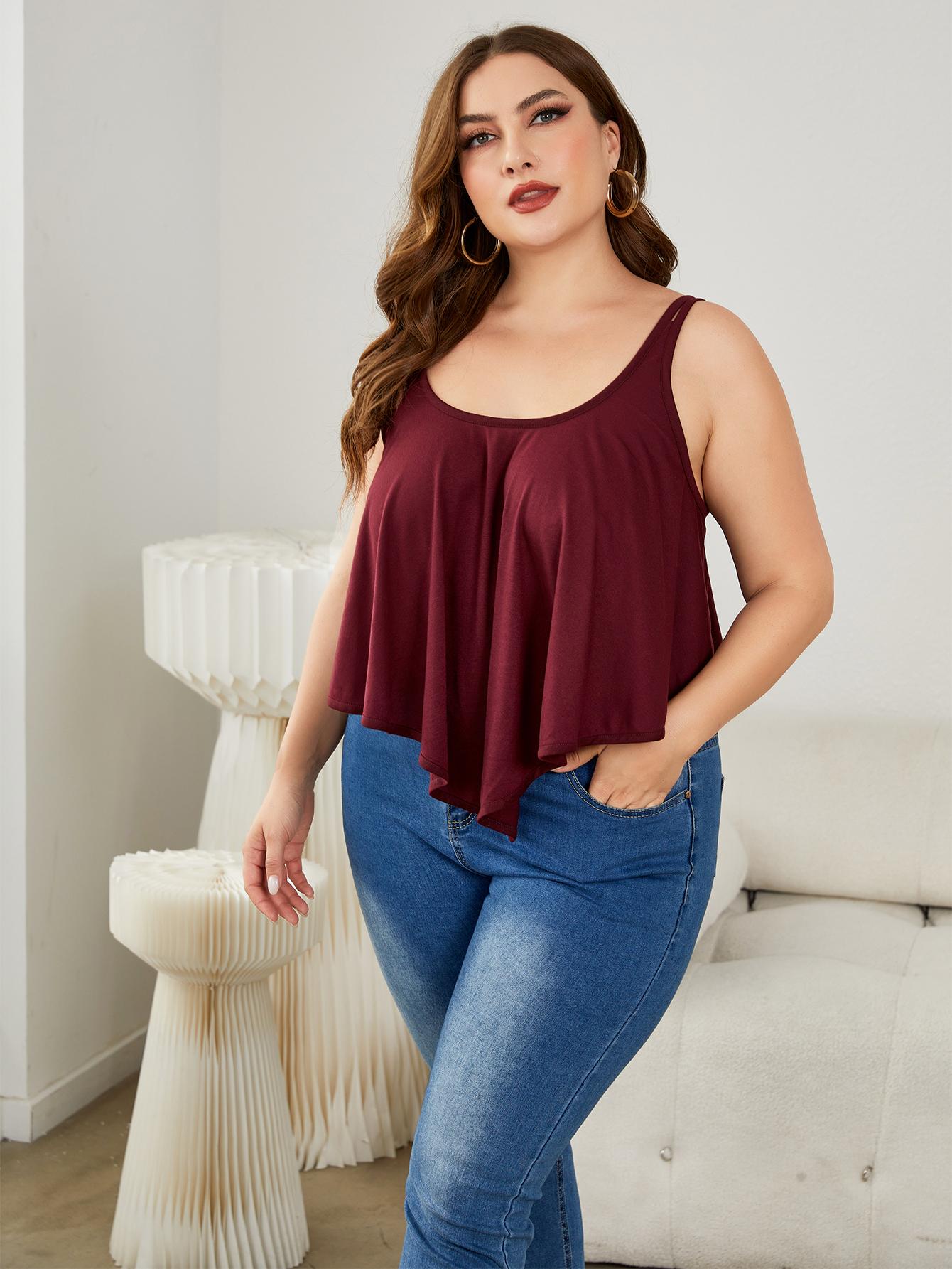 Plus Size Double-Strap Scoop Neck Cami BLUE ZONE PLANET