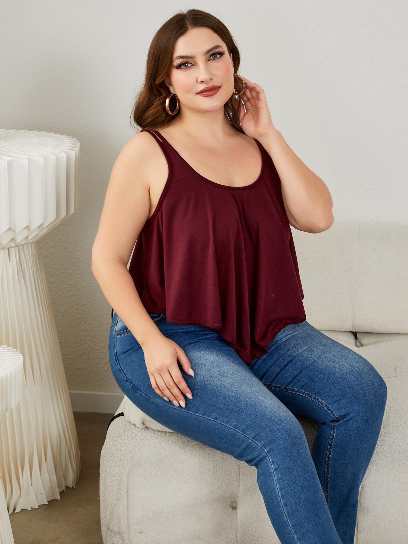 Plus Size Double-Strap Scoop Neck Cami BLUE ZONE PLANET