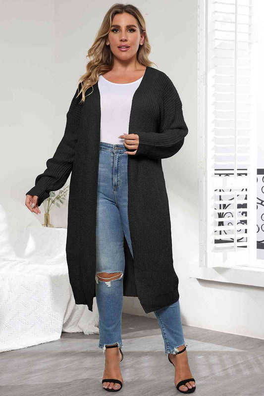 Plus Size Open Front Long Sleeve Cardigan BLUE ZONE PLANET