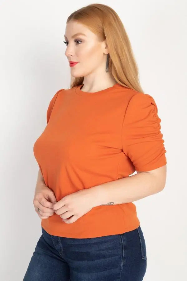 Plus Size Ruched Short Sleeve Shirts Blue Zone Planet