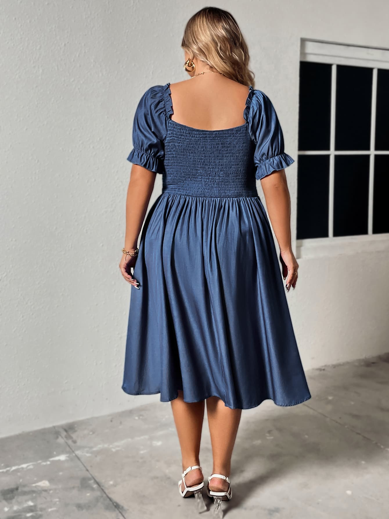 Plus Size Ruched Sweetheart Neck Dress BLUE ZONE PLANET