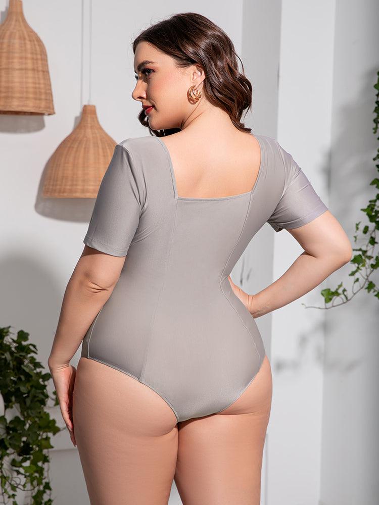 Short sleeve one piece swimsuit best sale plus size