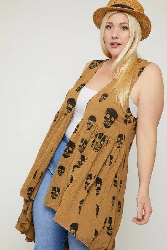 Plus Size Sleeveless Cardigan Featuring A Long Flattering Silhouette Blue Zone Planet