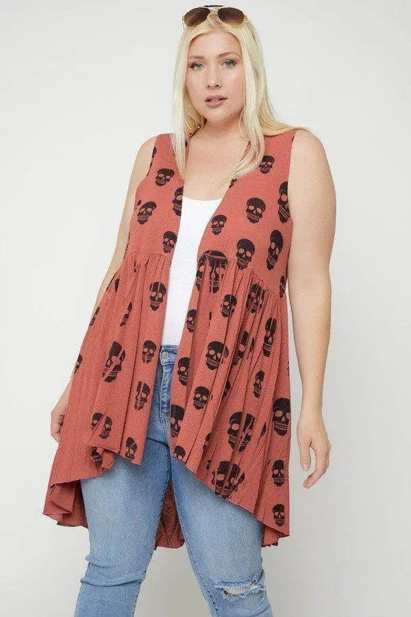 Plus Size Sleeveless Cardigan Featuring A Long Flattering Silhouette Blue Zone Planet