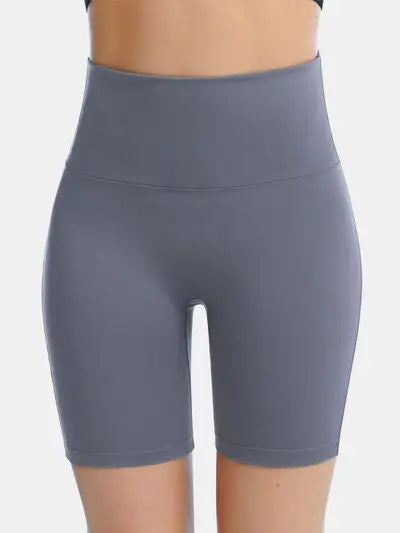 Pocketed High Waist Active Shorts BLUE ZONE PLANET