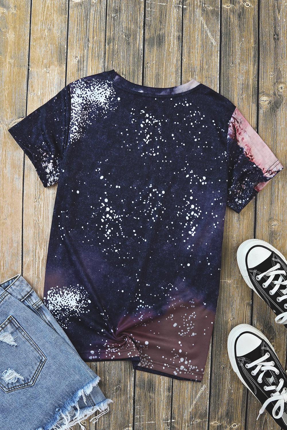 Printed AMERICA Graphic Round Neck Short Sleeve Tee BLUE ZONE PLANET