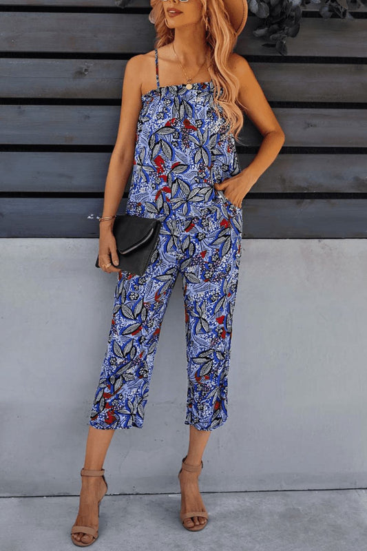 Printed Cami and Cropped Pants Set BLUE ZONE PLANET