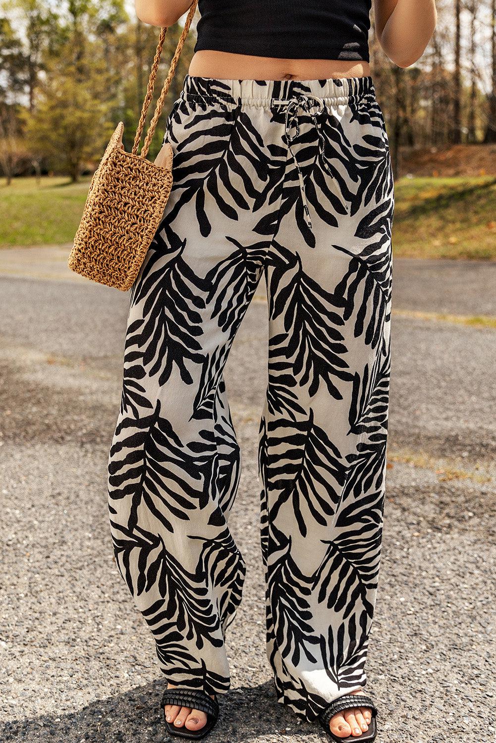 Printed Drawstring Waist Pants with Pockets BLUE ZONE PLANET