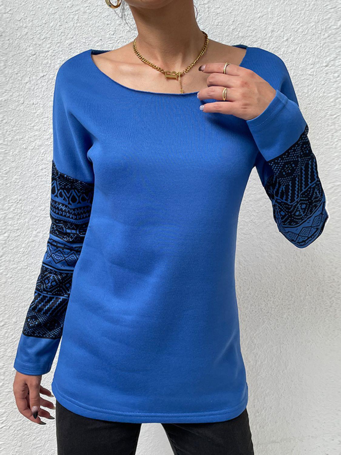 Printed Drop Shoulder Tunic Top BLUE ZONE PLANET