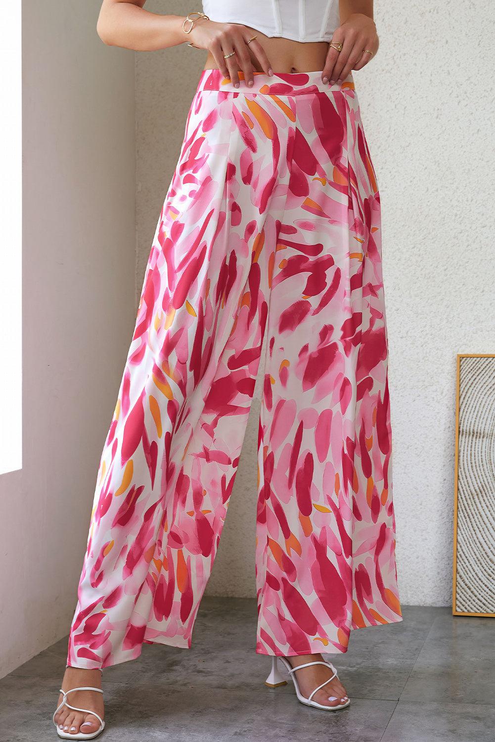 Printed High Waist Wide Leg Pants BLUE ZONE PLANET