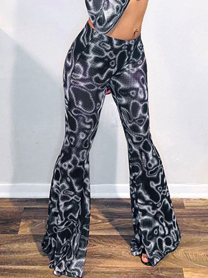Printed Long Flare Pants BLUE ZONE PLANET