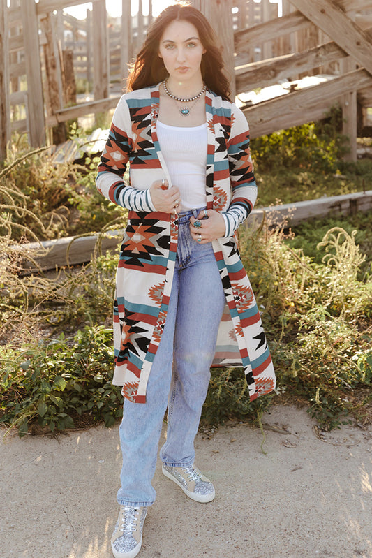 Printed Long Sleeve Cardigan BLUE ZONE PLANET