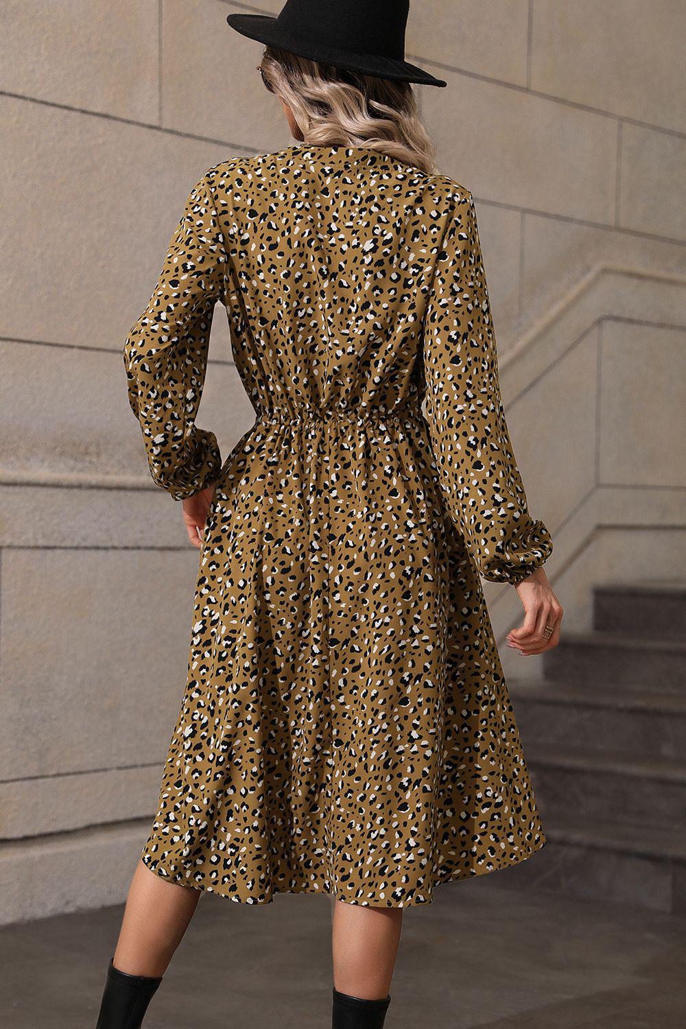 Printed Long Sleeve Midi Dress BLUE ZONE PLANET