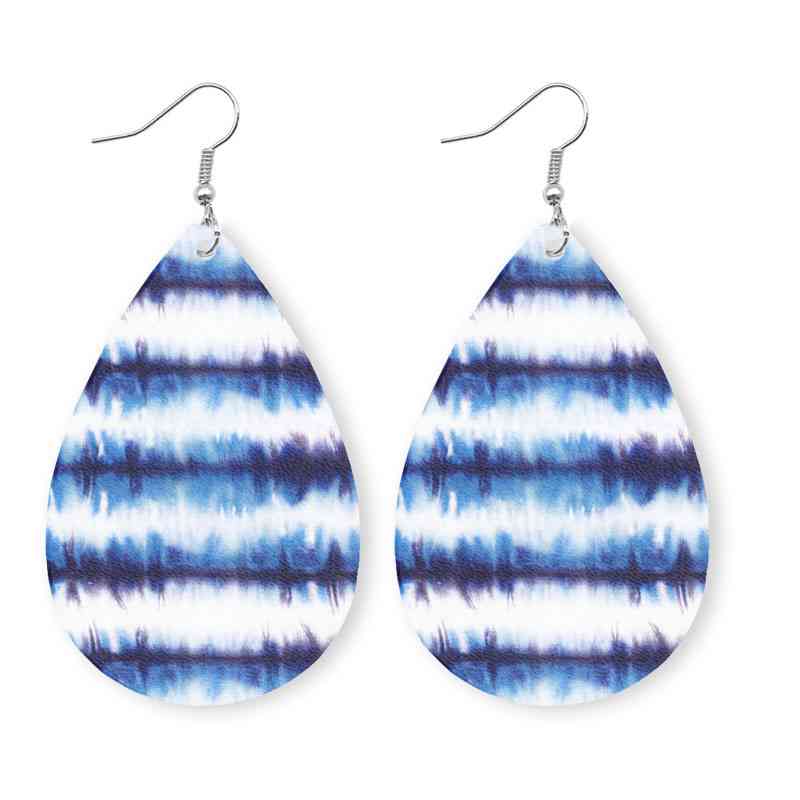 Printed PU Teardrop Earrings BLUE ZONE PLANET