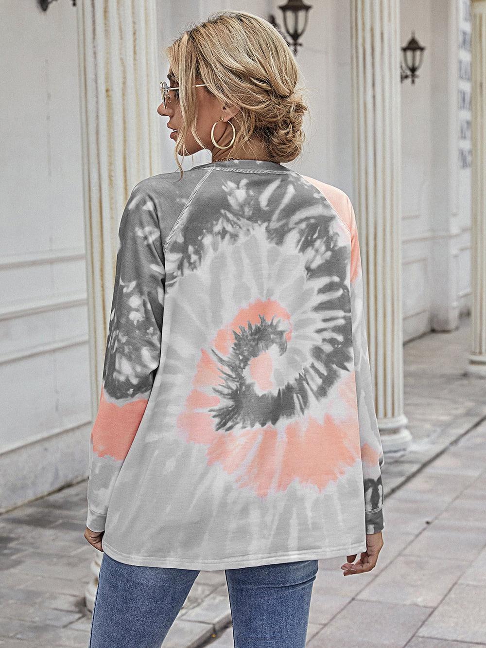 Printed Round Neck Raglan Sleeve Tee BLUE ZONE PLANET