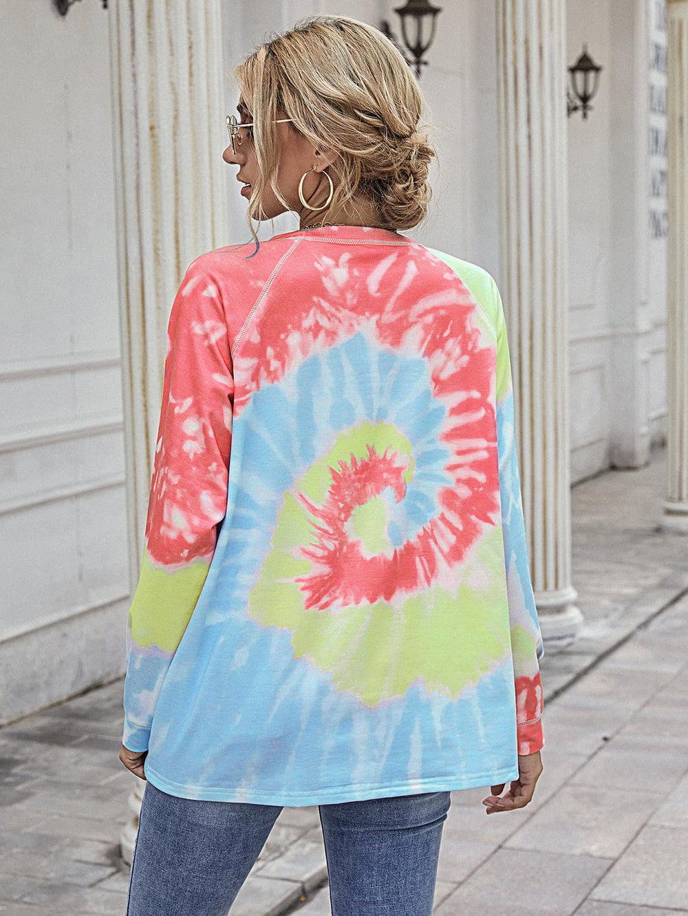 Printed Round Neck Raglan Sleeve Tee BLUE ZONE PLANET