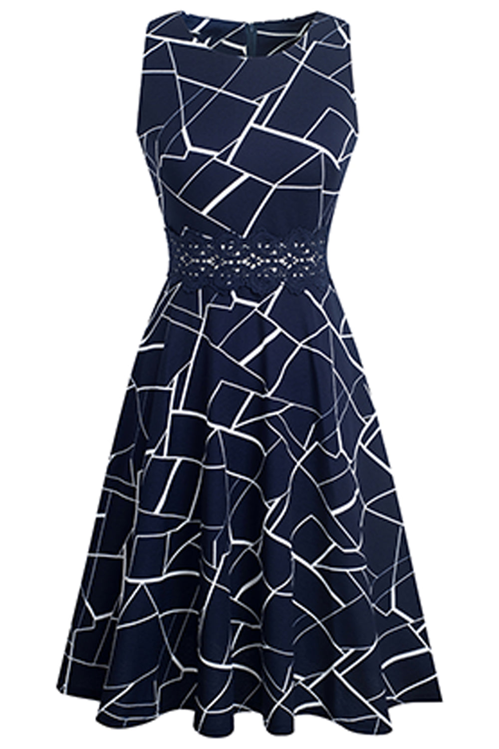 Printed Smocked Waist Sleeveless Dress BLUE ZONE PLANET