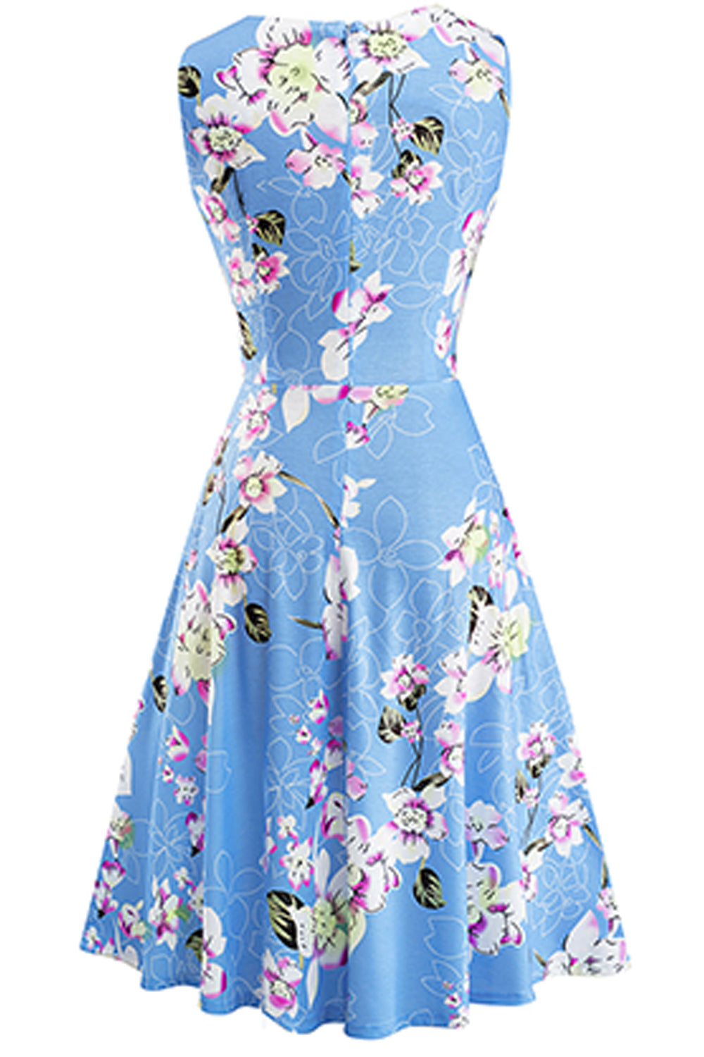 Printed Smocked Waist Sleeveless Dress BLUE ZONE PLANET