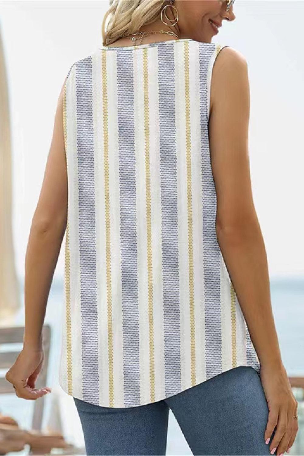 Printed Square Neck Curved Hem Tank BLUE ZONE PLANET