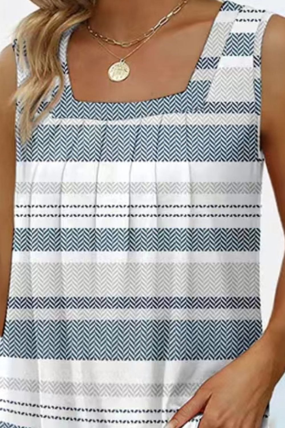 Printed Square Neck Curved Hem Tank BLUE ZONE PLANET