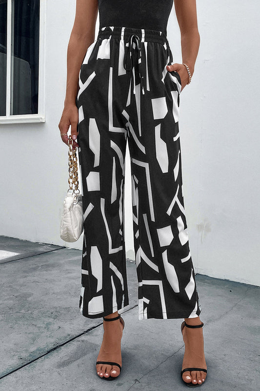 Printed Straight Leg Pants with Pockets BLUE ZONE PLANET