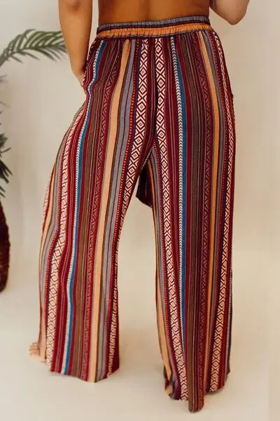 Printed Tied Wide Leg Pants Trendsi