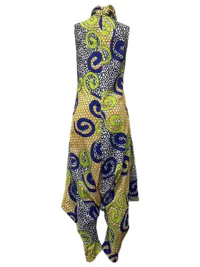 Printed Turtleneck Sleeveless Jumpsuit with Pockets BLUE ZONE PLANET