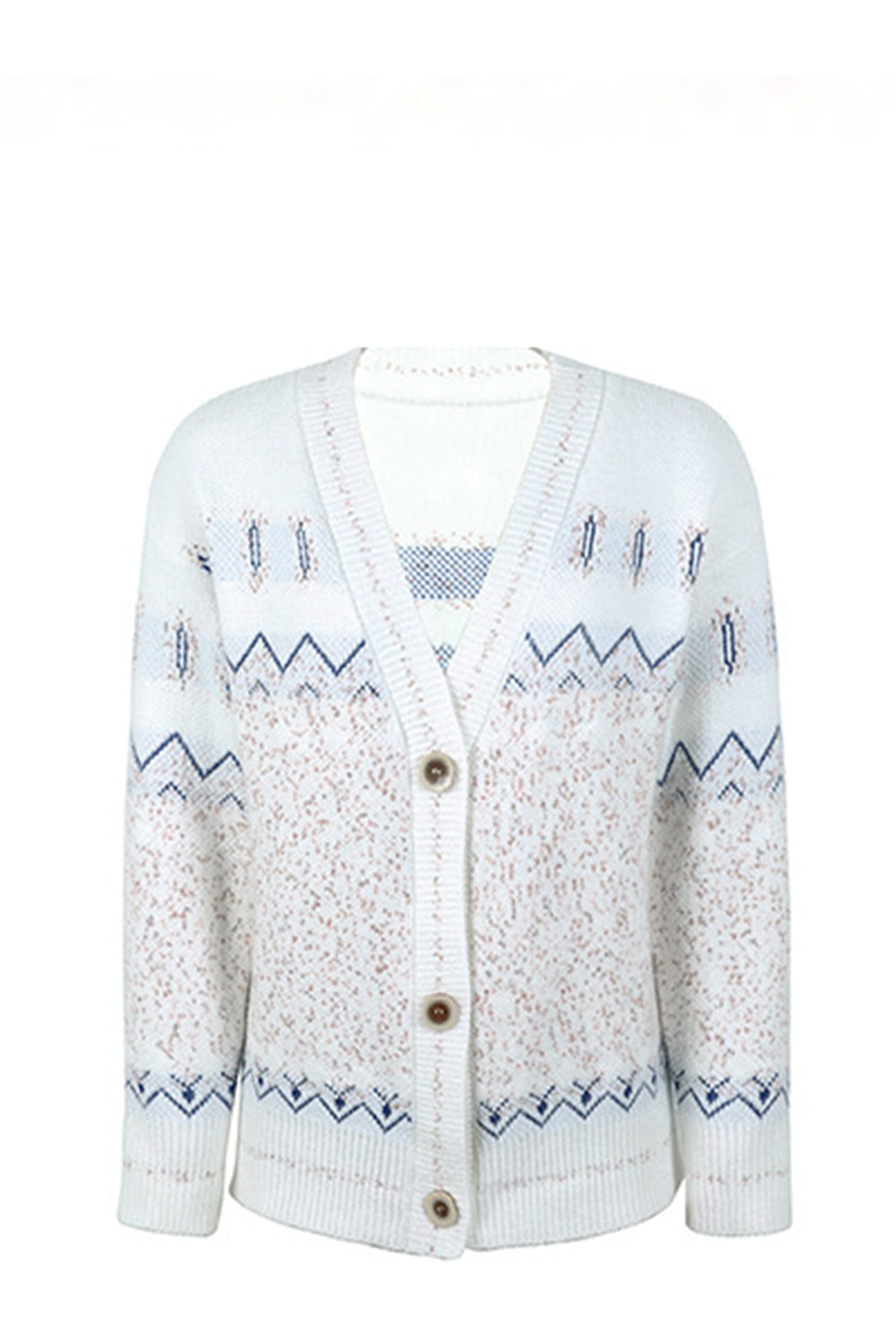 Printed V-Neck Buttoned Cardigan BLUE ZONE PLANET