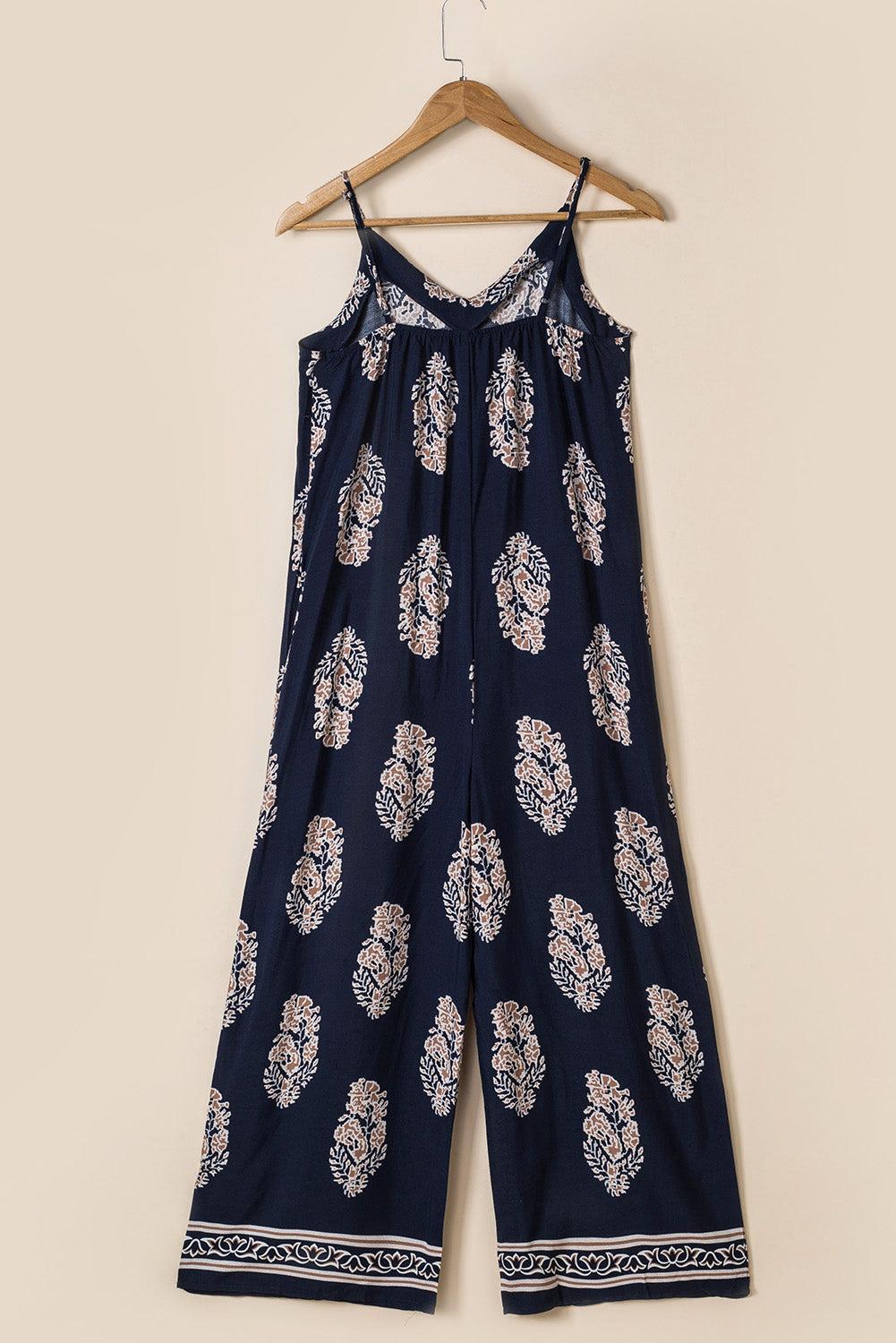 Printed V-Neck Sleeveless Jumpsuit-TOPS / DRESSES-[Adult]-[Female]-2022 Online Blue Zone Planet