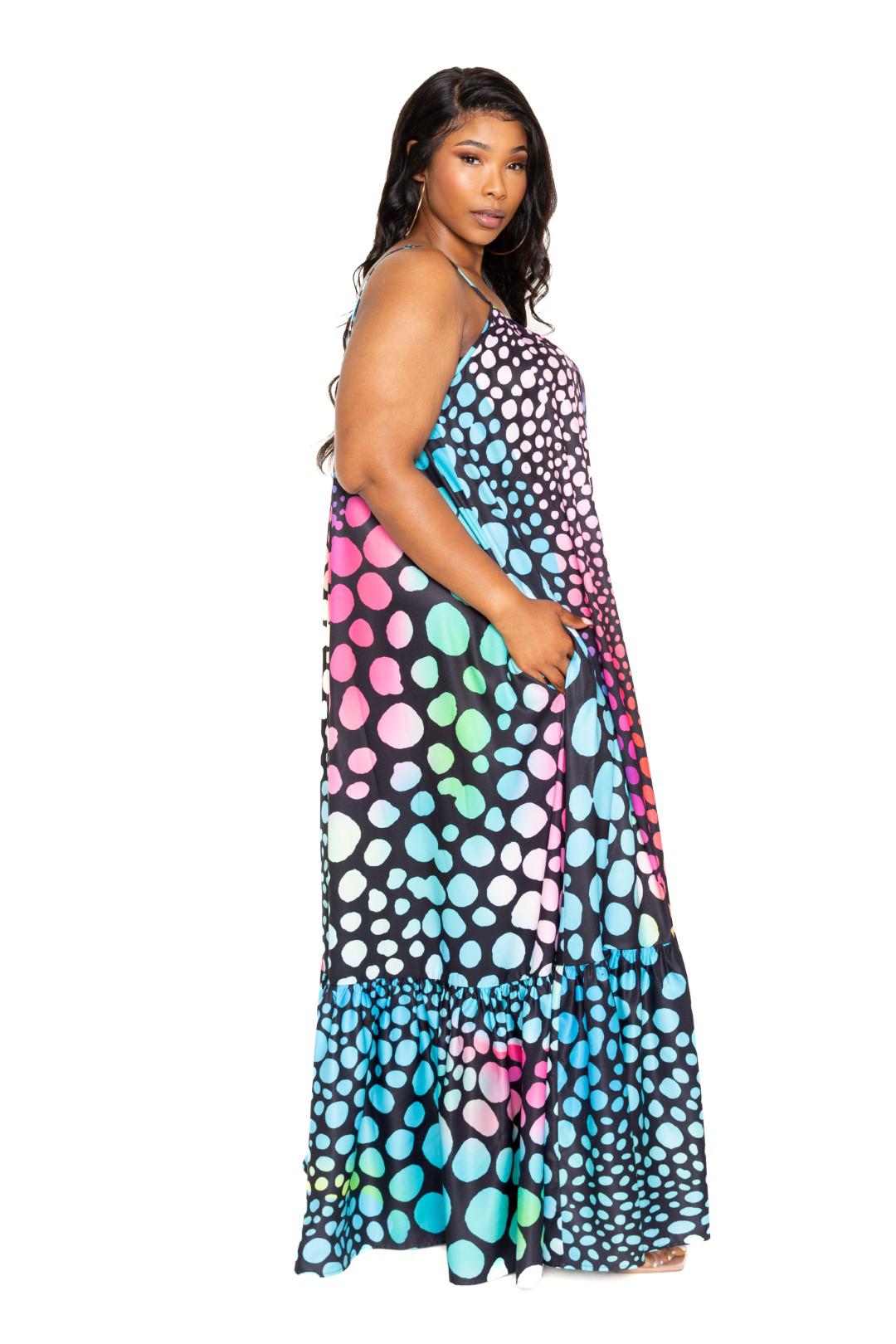 Printed Voluminous Maxi Dress Blue Zone Planet