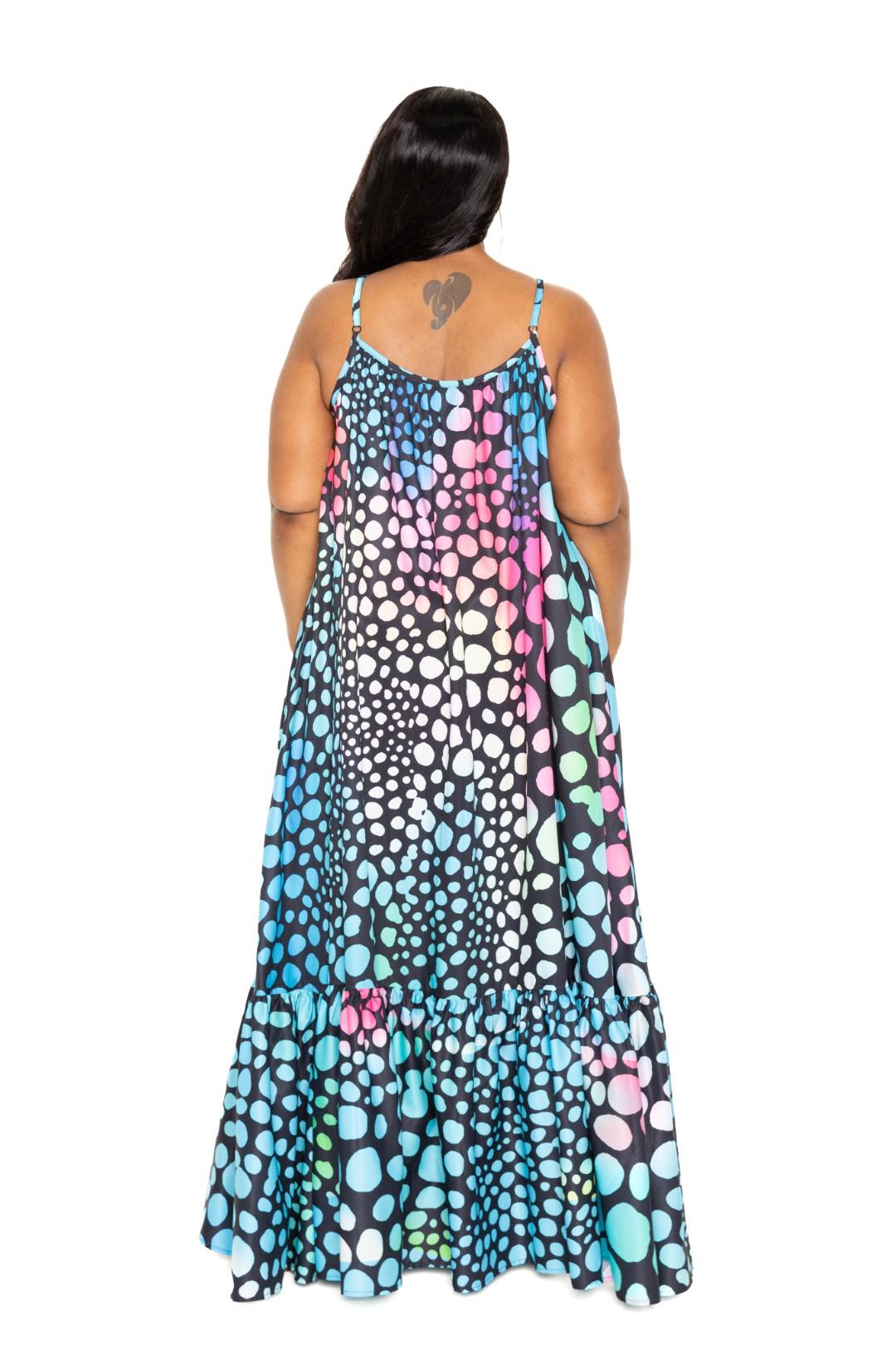 Printed Voluminous Maxi Dress Blue Zone Planet