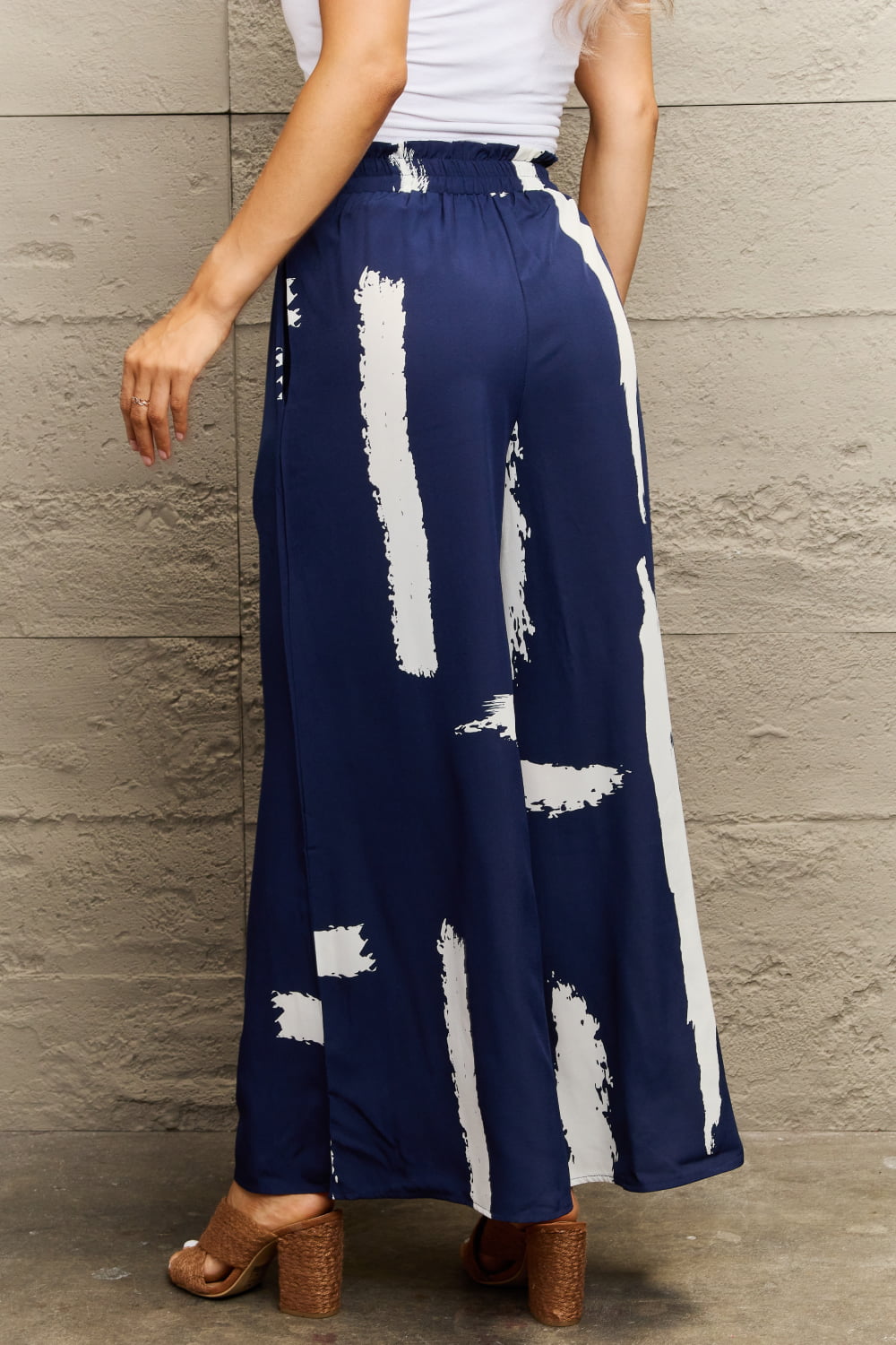 Printed Wide Leg Long Pants BLUE ZONE PLANET