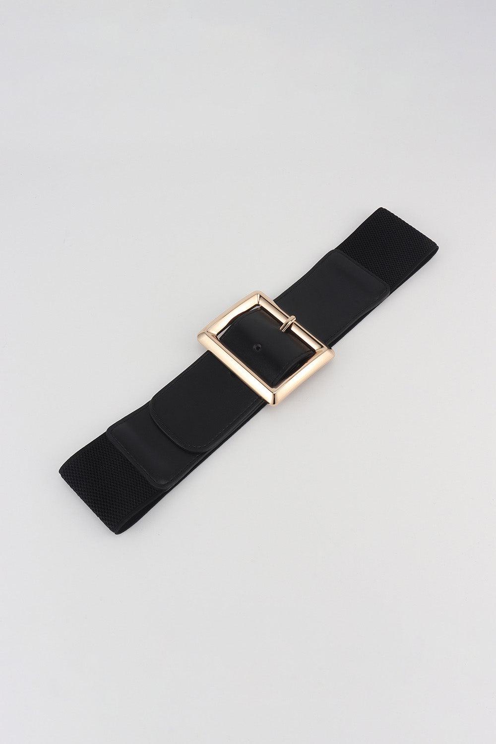 Rectangle Buckle Elastic Wide Belt BLUE ZONE PLANET