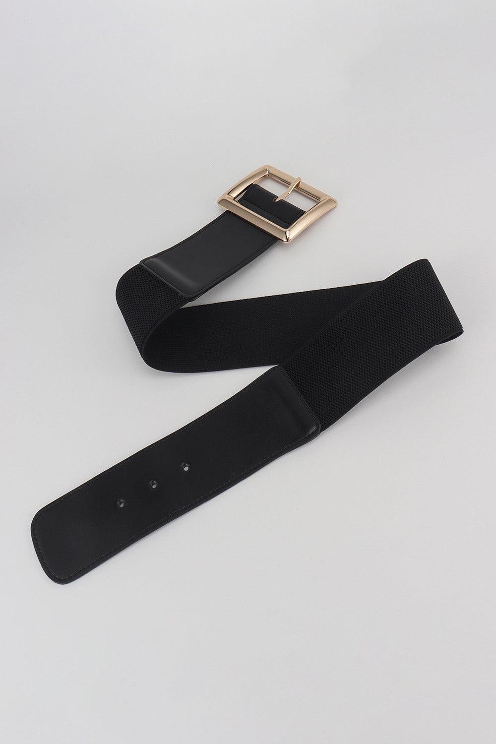 Rectangle Buckle Elastic Wide Belt BLUE ZONE PLANET