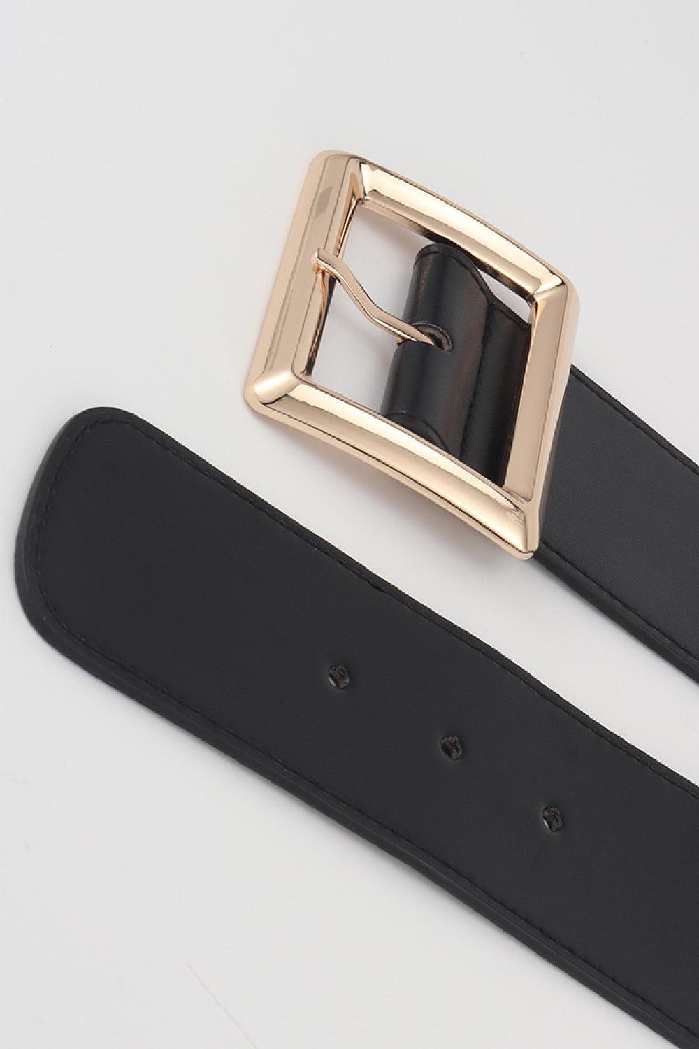 Rectangle Buckle Elastic Wide Belt BLUE ZONE PLANET