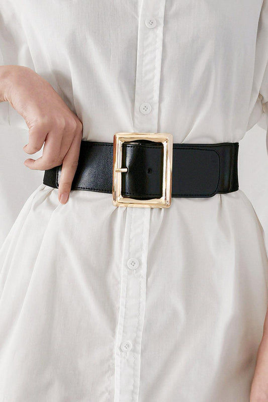 Rectangle Buckle Elastic Wide Belt BLUE ZONE PLANET