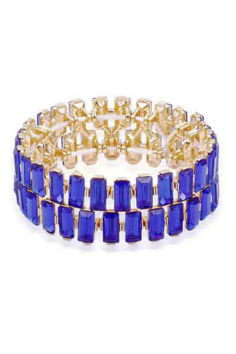 Rectangle Rhinestone Stretch Bracelet BLUE ZONE PLANET