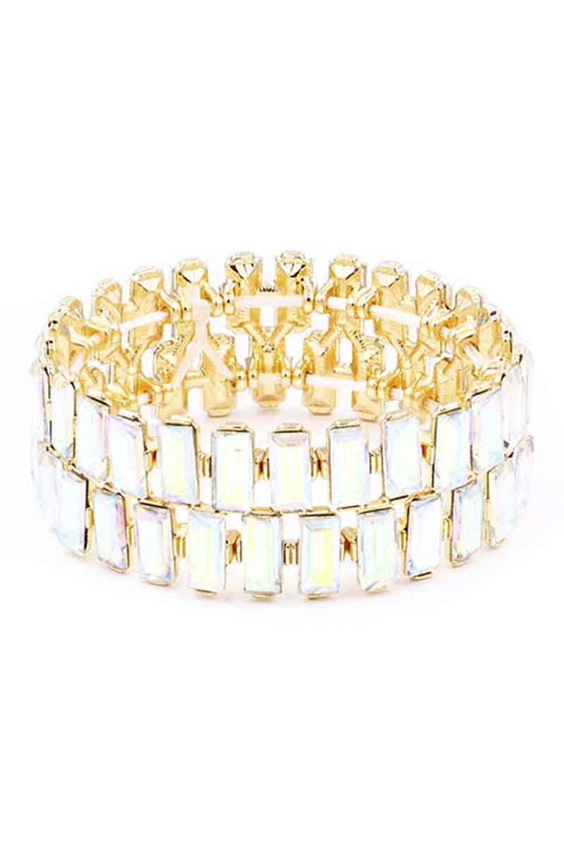 Rectangle Rhinestone Stretch Bracelet BLUE ZONE PLANET