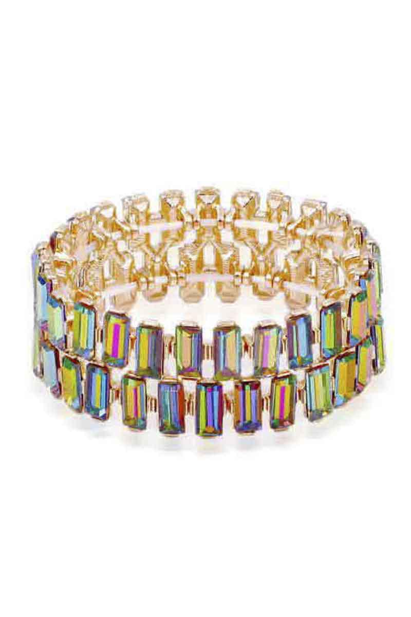 Rectangle Rhinestone Stretch Bracelet BLUE ZONE PLANET